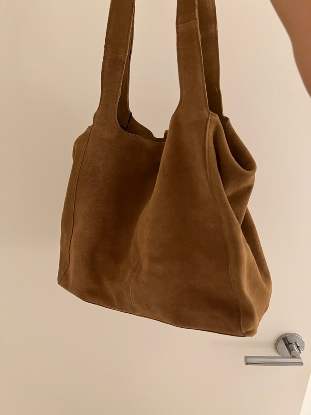 Mango Camel Suede Leather Tote Bag - Picture 6 of 9